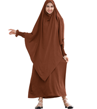 Womens Muslim Abaya Middle East Muslim Dress Flare Sleeve Arabia Dubai Robe with Hijab 2pcs