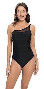 Women&amp;#39;s Sexy One Shoulder Swimsuits Bathing Suits Slimming Mesh Swimwear