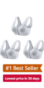 Daisy Bras for Older Women 3 Pack Front Closure, Everyday Cozy Bras, Women&amp;#39;s Wire-Free Front