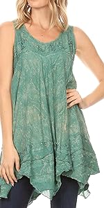 sleeveless smock elastic summer midi lace stretchy casual boho off the shoulder cotton ombre solid