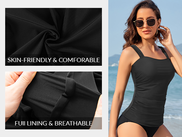 built in bra swim tank top modest swim top only tummy control swimsuit top for ladies teen junior