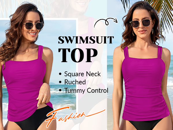 purple swim top purple tankini top ladies teen junior modest tankini top bathing suit tank top only