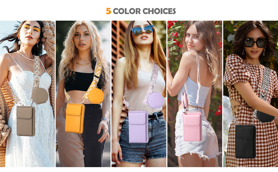 bolsos de cuero para el teléfono de las mujeres crossbody con monedero