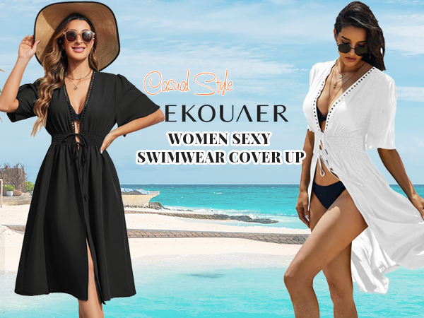 open front cover up dress for women short sleeve swimsuits cover