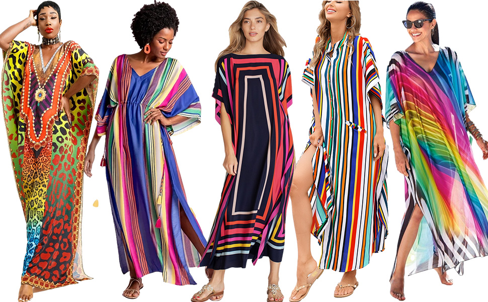 colors kaftan dress Casual Beach Kaftan Dress Loungewear Caftan Swimsuit Cover Up Turkish Kaftan