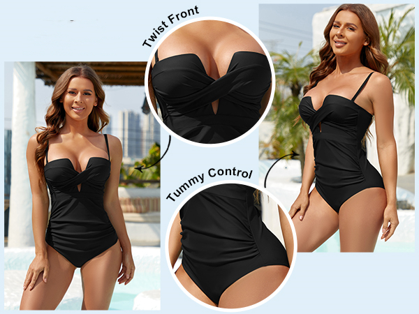 Women&#39;s Push Up Wrap Tummy Control One Piece Swimsuit