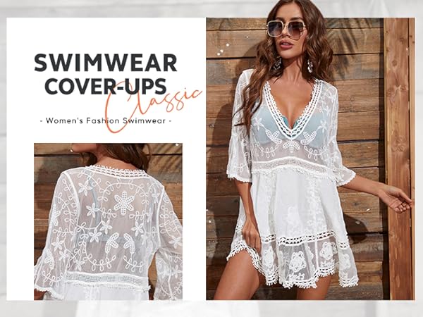 Bathing Suit Cover Up V-Neck Coverups Swimwear Swimsuit