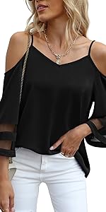 summer cold shoulder loose shirt