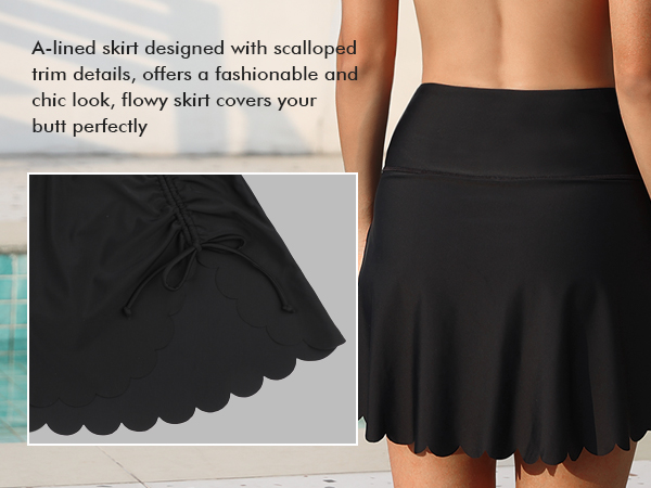 High Waisted Drawstring Swim Skirts