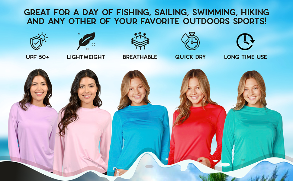 Women Swim Shirts for Woman Women''s UPF 50+ UV Sun Protection Long Sleeve Rash Guard