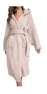 B0DB65JNW8 Womens Plus Size Casual Bathrobe Coral Plush Hooded Absorbent Bathrobe Nightgowns