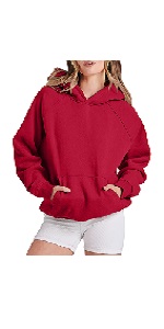 B0D9HHKK6B Women Solid Basic Loose Hoodie Long Sleeve Sweatshirt Drop Shoulder Oversized Pullover