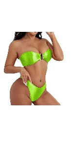 B0DB59DLFG Womens Two Piece Swimsuits Sexy Strapless Bandeau Bkini Sets