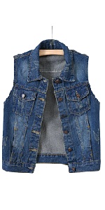 B0DBHC7J8N Womens Casual Buttoned Washed Denim Jackets Fashion Sleeveless Crop Vest 