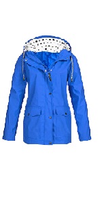 B0DBH44WFL Women Fashionable Hooded Rain Jacket Lightweight Windproof Baggy Versatile Outerwear