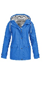 B0DBH445P8 Womens Lightweight Regular Rain Jacket Hooded Windproof Baggy Versatile Outerwear