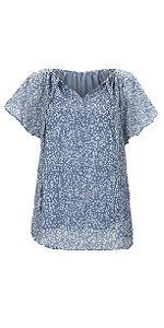 B0D9BLN6VT Women Shirt Tops Floral V Neck Chiffon Blouses Lightweight Breathable Summer T-Shirts