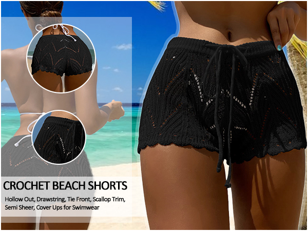 women beach cover up shorts