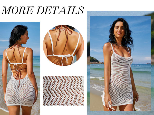 Women''s Sleeveless Tie Back Knitted Swim Beach Cover Up Dress