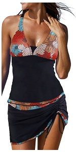 B0D53926CY Women Sexy V Neck Tankini Side Drawstring 2 Piece Swimsuit Tummy Control High Waist 2024