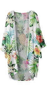 B0D5M2YSB1 Womens Chiffon Kimono Cardigans Bathing Top Beach Cover Ups  Lightweight Floral Print