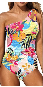 B0D5CWJJ3N Women''s One Piece Swimsuit Cutout Knot Tummy Control  Print Pattern  Swimsuit