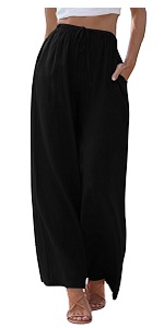 B0D63765VW Women High Waisted Wide Leg Pants Drawstring Trousers Flowy Loose Long Leg Pockets Pants