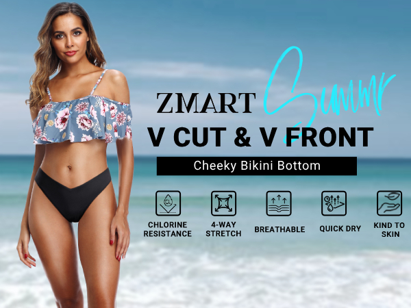 V CUT CHEEKY BIKINI BOTTOM