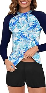 Women Long Sleeve Rash Guard Swimsuit Summer Beach Surfing Swimwear UPF 50+