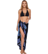 SHU-SHI Womens Beach Swimsuit Cover Up Flower Sarong Wrap with Coconut Clip