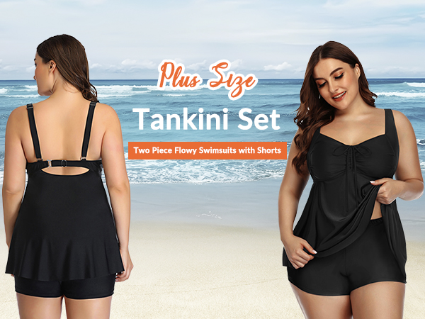 Plus Size Two Piece  Tankini For Women