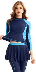 Long Sleeve Swimwear with Swim Skirt 