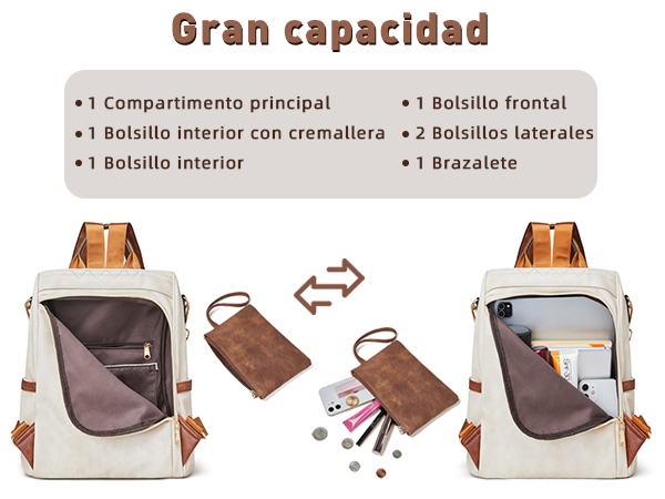 Mochila de cuero para mujer