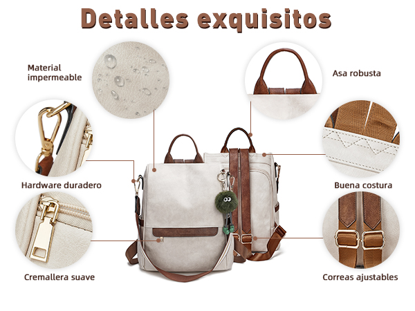 Mochila de cuero para mujer