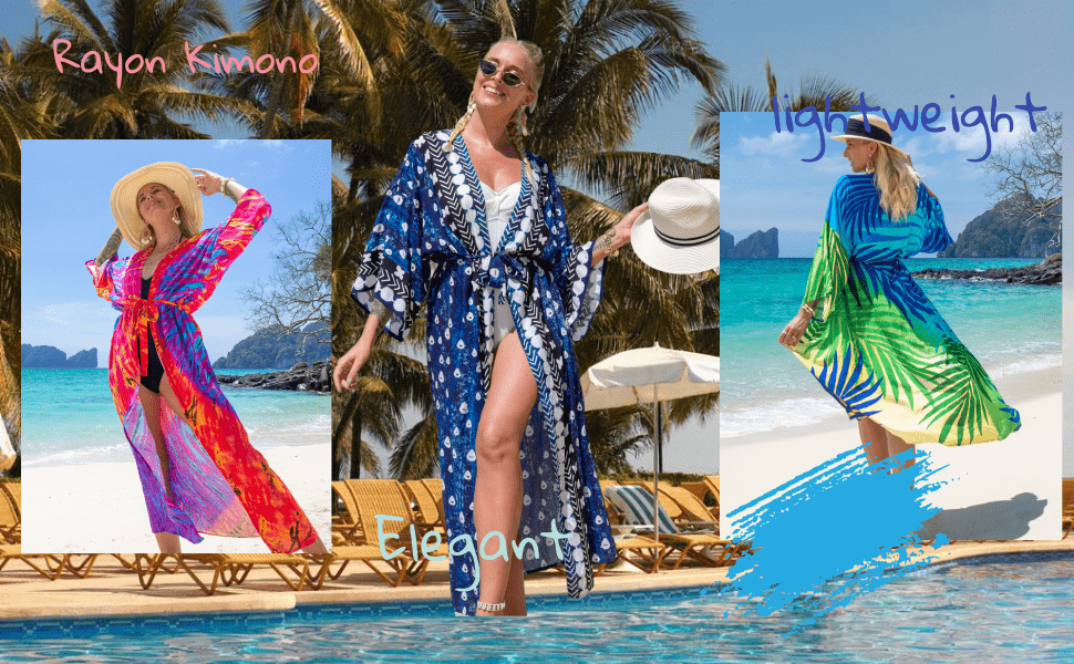 long boho duster tie dye summer cardigans cover ups for swimwear women kimono with print