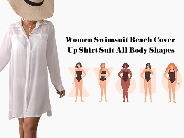 Women Button Down Beach Cover Up