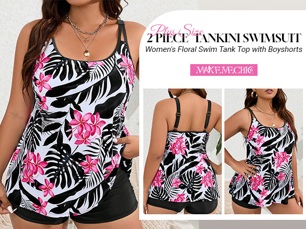 Plus Size 2 Piece Tankini Bathing Suits