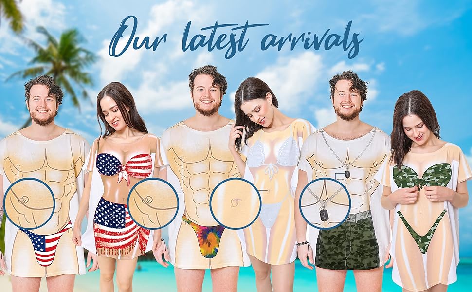 BIKINI SHIRT FUNNY MENS WOMENS COUPLES OVERSIZED FOURTH OF JULY COVERUP BAGGY TSHIRT DRESS