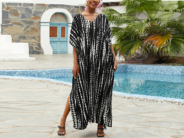 Black tie dye kaftan for women