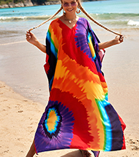 Rainbow Print Kaftan dress