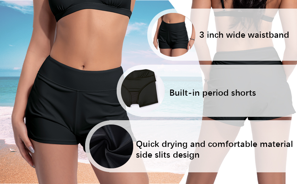 girls period swim bottoms swim period shorts high waist swim bottoms menstrual pads for swimming