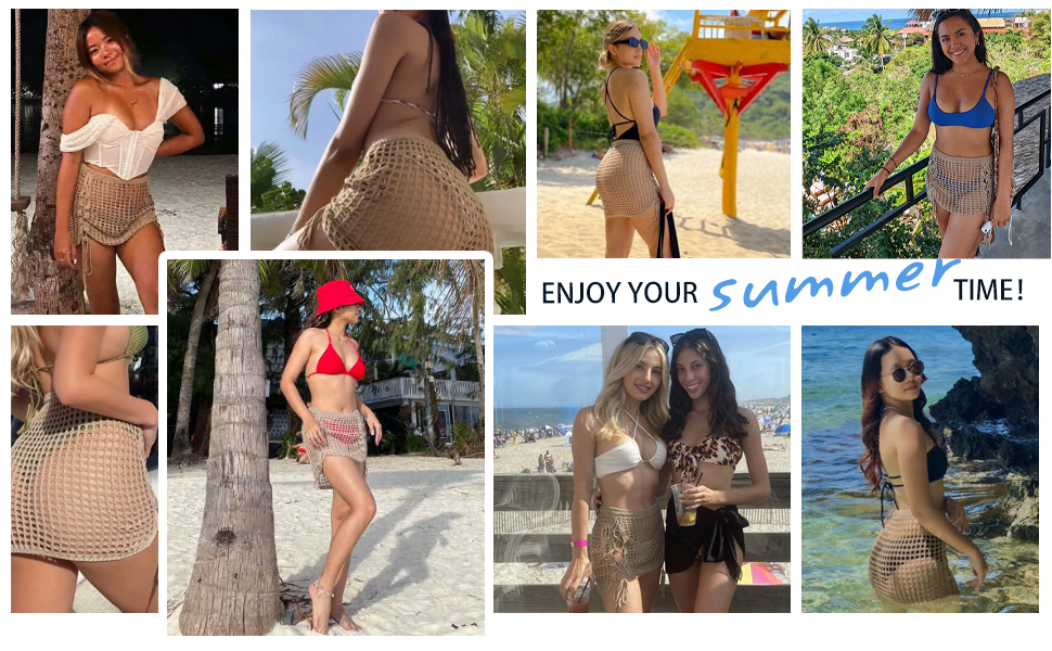 crochet cover up skirt hollow out beach bikini drawstring swimsuits knit zaful summer hawaii 