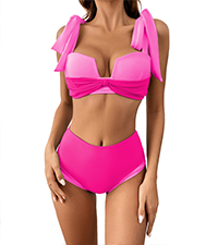 pink push up two pieces bikini set