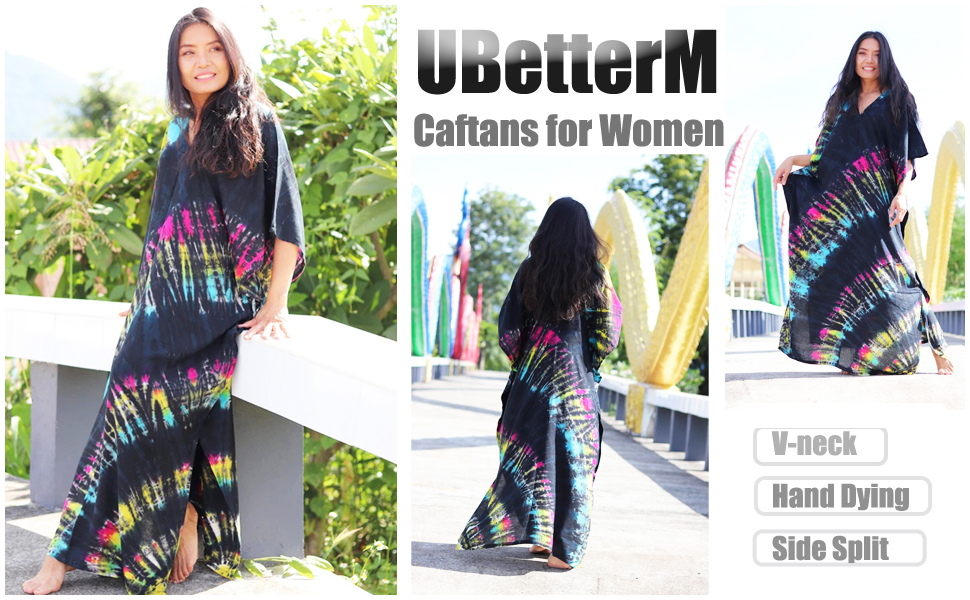 UbetterM Black Caftan for Women''s