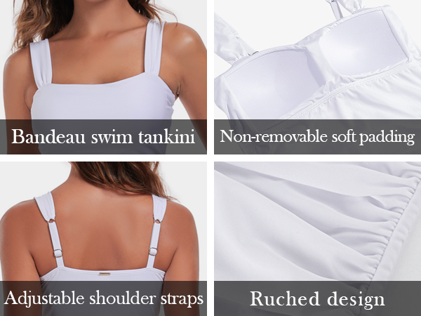 Bandeau Ruched Tankini Top Swimsuits