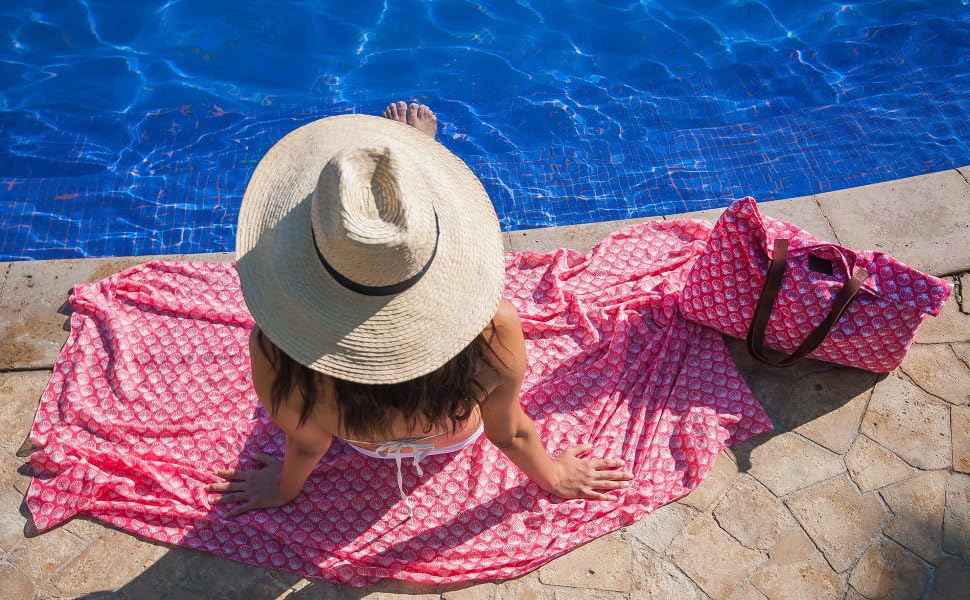 West Indies Wear Pink Shell Bag and Sarong 