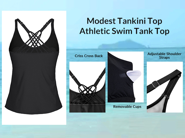 modest TANKINI BATHING SUIT TOP TUMMY CONTROL SWIM TOP