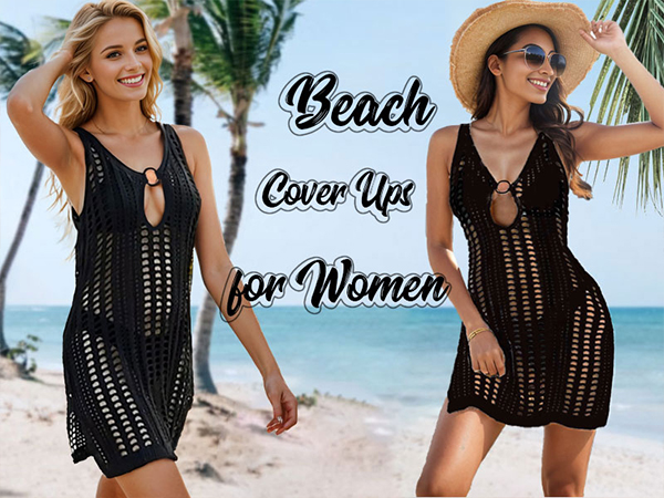 Crochet Bathing Suit Cover Up for Women 2024 Sleeveless Out Sexy Summer Beach Dresses Vacation