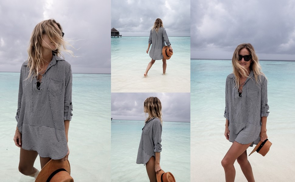 Stripe Beach Cover Ups