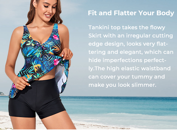 Tankini Bathing Suits for Women Two Piece Flowy Swimsuits 